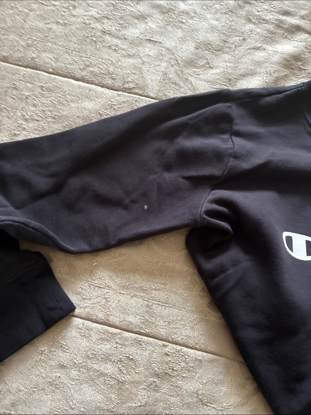 Champion Navy Crew Sweatshirt with Red Accent Logo - Picture 4 of 4